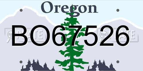 BO67526 Oregon License Plate
