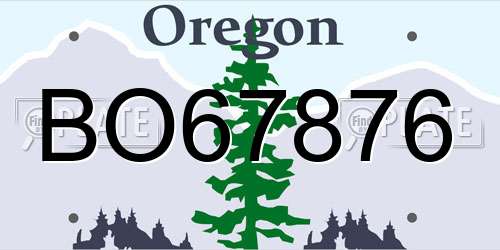 BO67876 Oregon License Plate