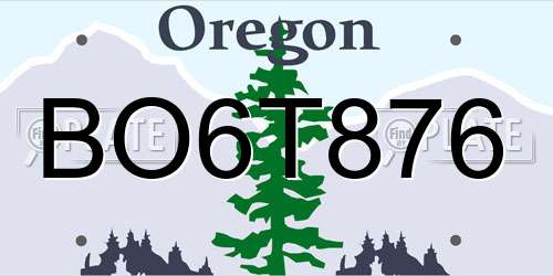 BO6T876 Oregon License Plate