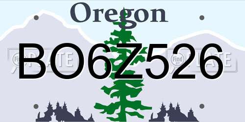 BO6Z526 Oregon License Plate