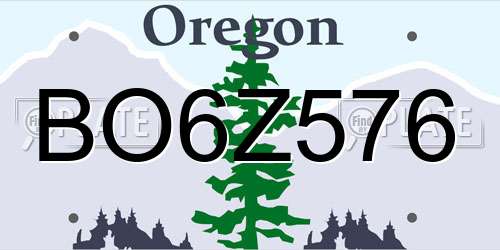 BO6Z576 Oregon License Plate