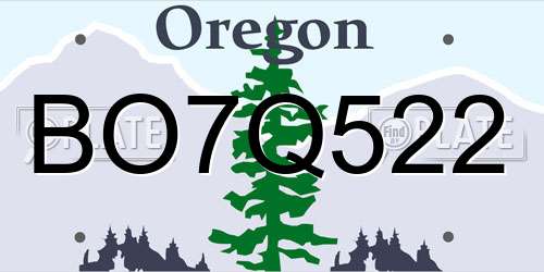 BO7Q522 Oregon License Plate