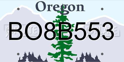 BO8B553 Oregon License Plate