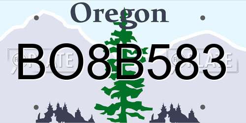 BO8B583 Oregon License Plate