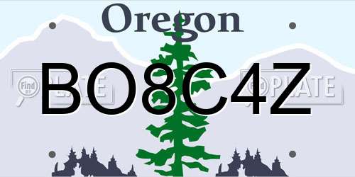 BO8C4Z Oregon License Plate