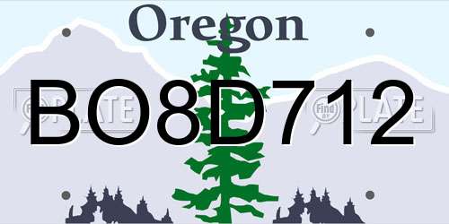 BO8D712 Oregon License Plate