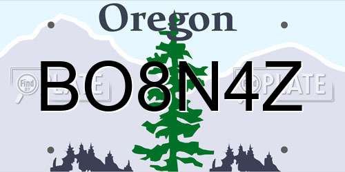 BO8N4Z Oregon License Plate