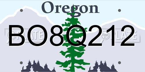 BO8Q212 Oregon License Plate