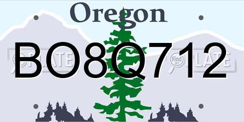 BO8Q712 Oregon License Plate