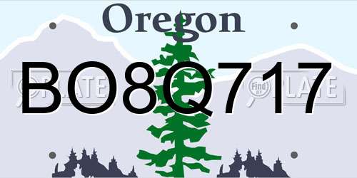 BO8Q717 Oregon License Plate