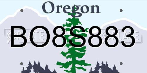 BO8S883 Oregon License Plate