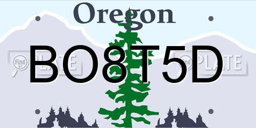 BO8T5D Oregon License Plate