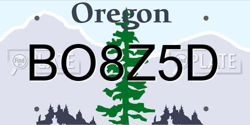 BO8Z5D Oregon License Plate