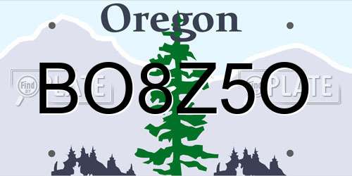 BO8Z5O Oregon License Plate