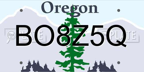 BO8Z5Q Oregon License Plate