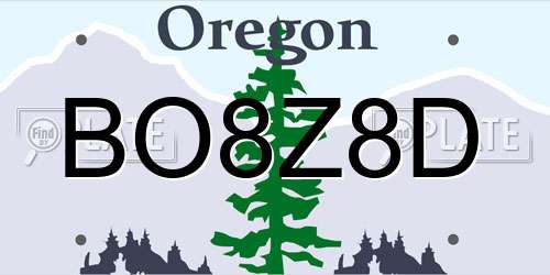 BO8Z8D Oregon License Plate