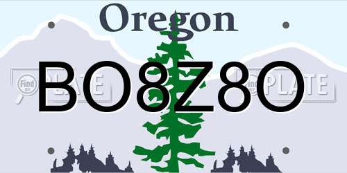 BO8Z8O Oregon License Plate