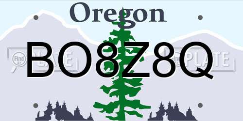 BO8Z8Q Oregon License Plate