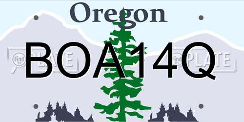 BOA14Q Oregon License Plate