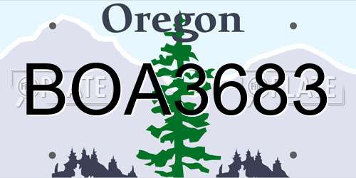 BOA3683 Oregon License Plate