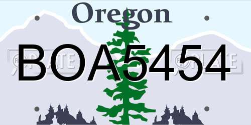 BOA5454 Oregon License Plate