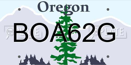 BOA62G Oregon License Plate