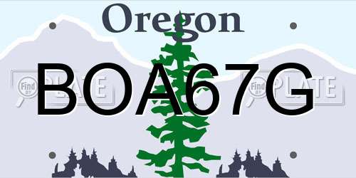 BOA67G Oregon License Plate