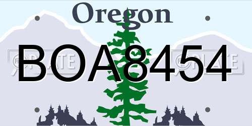 BOA8454 Oregon License Plate
