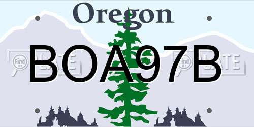 BOA97B Oregon License Plate