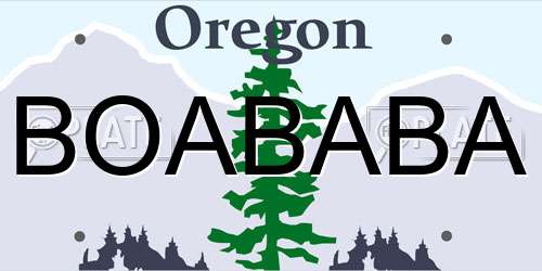 BOABABA Oregon License Plate
