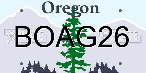 BOAG26 Oregon License Plate