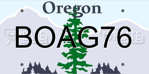 BOAG76 Oregon License Plate