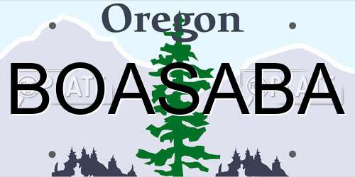 BOASABA Oregon License Plate
