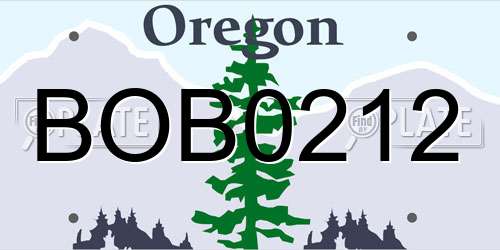 BOB0212 Oregon License Plate