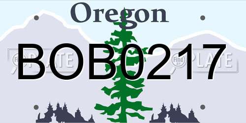 BOB0217 Oregon License Plate