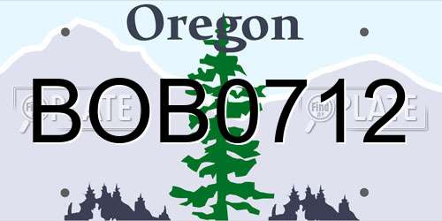 BOB0712 Oregon License Plate