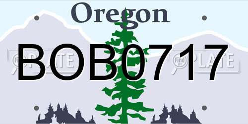 BOB0717 Oregon License Plate