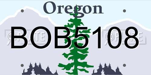 BOB5108 Oregon License Plate