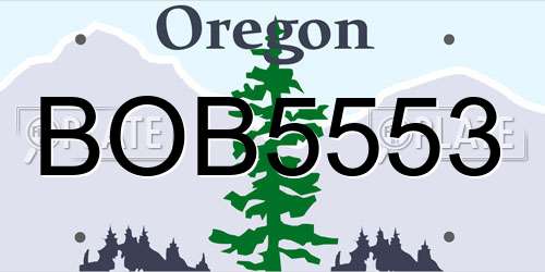 BOB5553 Oregon License Plate