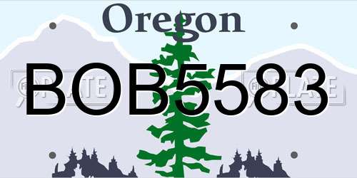 BOB5583 Oregon License Plate