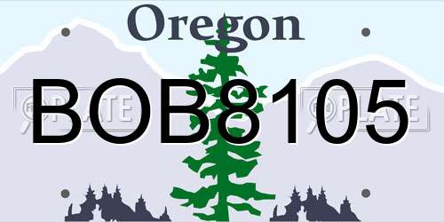 BOB8105 Oregon License Plate