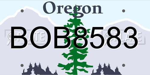 BOB8583 Oregon License Plate