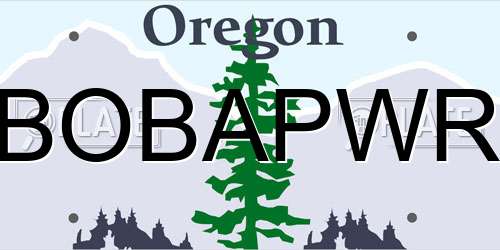 BOBAPWR Oregon License Plate
