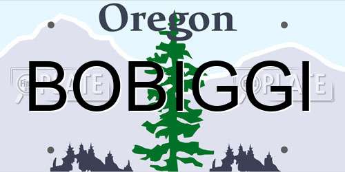 BOBIGGI Oregon License Plate