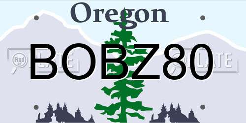 BOBZ80 Oregon License Plate