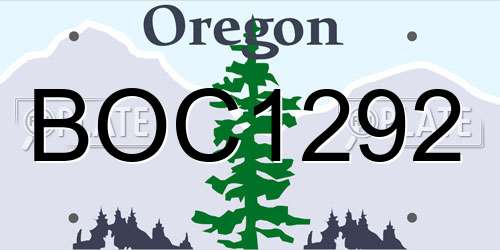 BOC1292 Oregon License Plate