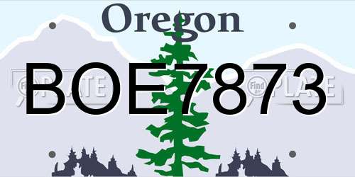 BOE7873 Oregon License Plate
