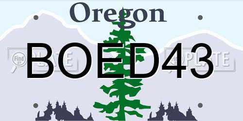 BOED43 Oregon License Plate