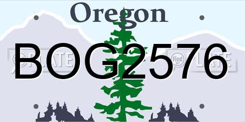 BOG2576 Oregon License Plate