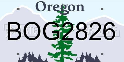 BOG2826 Oregon License Plate